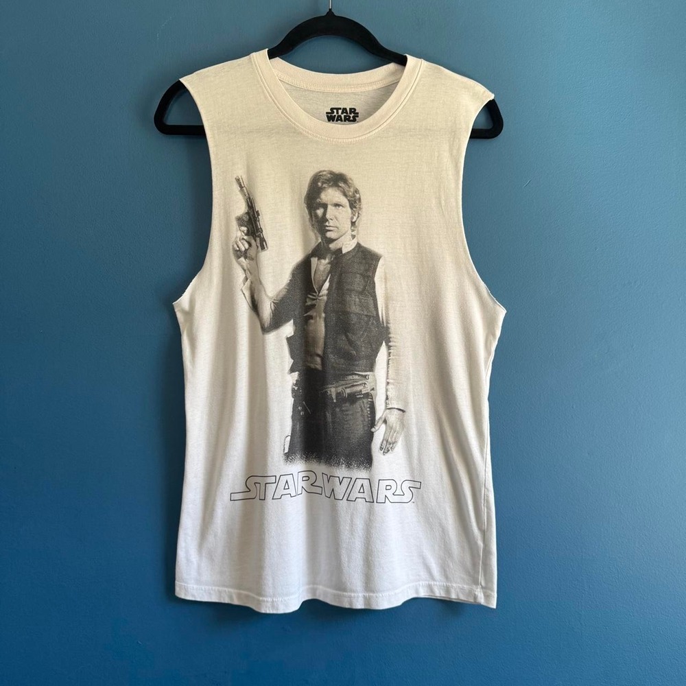 Star Wars Han Solo Tank Top Women's Size Small Muscle Tee White Harrison Ford